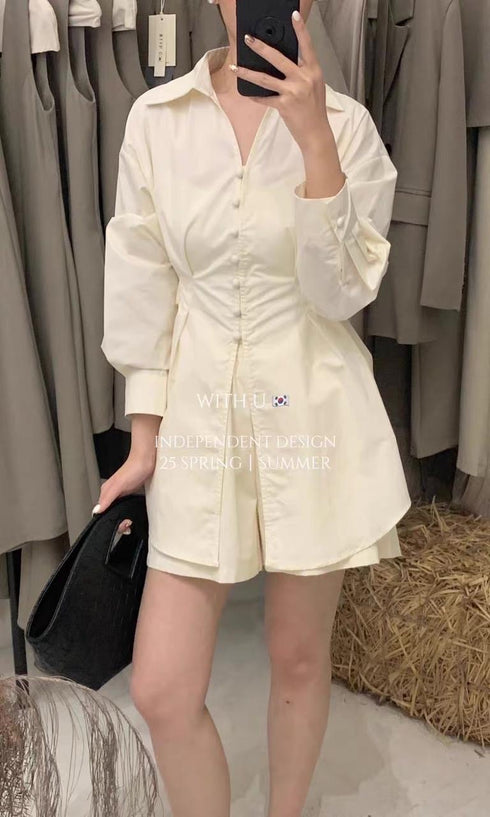 MATINEE Button Down Lace Shirt With Short Sets